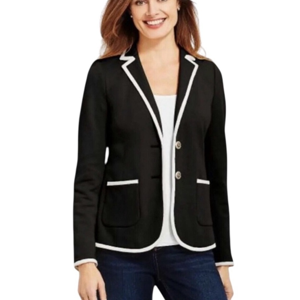 Talbots Aberdeen Blazer 16P Vintahe Navy Preppy Classic Cotton Wool Corpcore